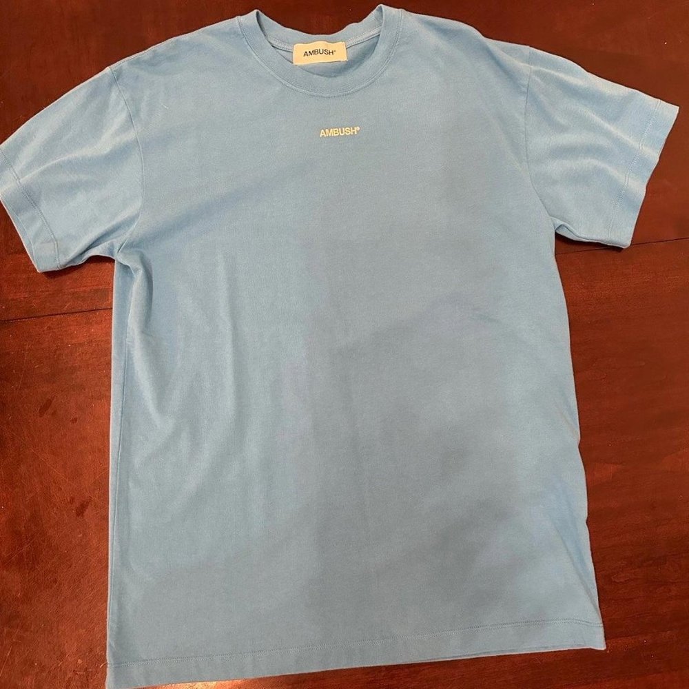 AMBUSH Short Sleeve Logo Shirt, Blue, Size 2 (M)
